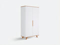 Armarios de dos puertas 100x55x190 cm - Blanco y marrón natural - Diseño moderno con patas elevadas