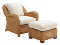 Sillones de ratán con reposapiés 88x82x86 cm - natural-crema - brazos redondeados para terraza y salón