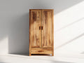 Armarios de madera maciza 90x50x170 cm - acabado natural - 2 puertas con 1 cajón inferior - diseño rústico para dormitorio