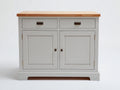 Aparadores de madera 100x45x90 cm - Gris claro y madera natural - 2 puertas y 2 cajones