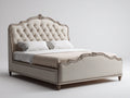 Camas dobles tapizadas 200x160x95 cm - Beige y plata envejecida - Diseño clásico con cabecero capitoné