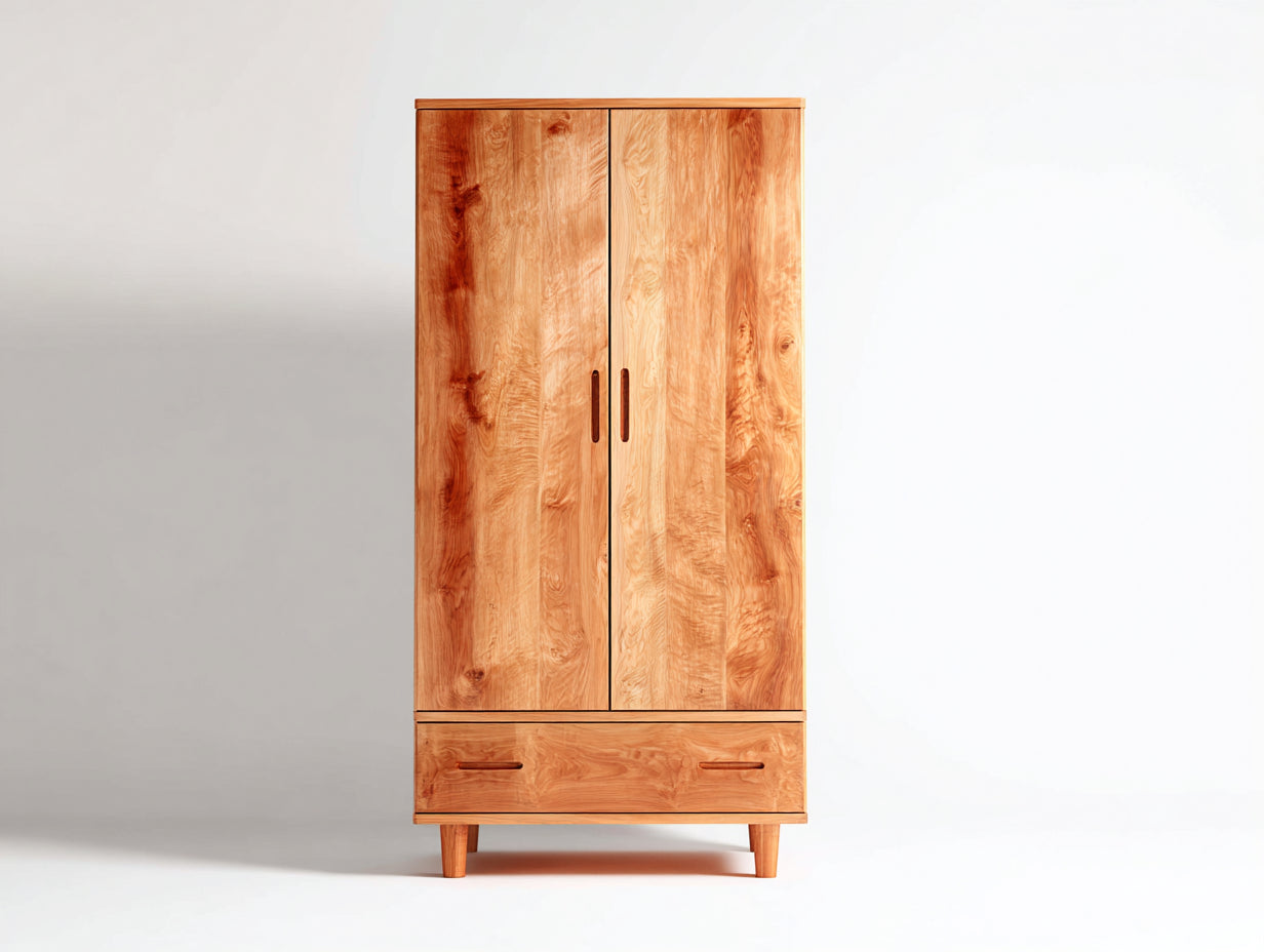 Armarios de 2 puertas y 1 cajón 85x50x180 cm - marrón natural - estilo nórdico