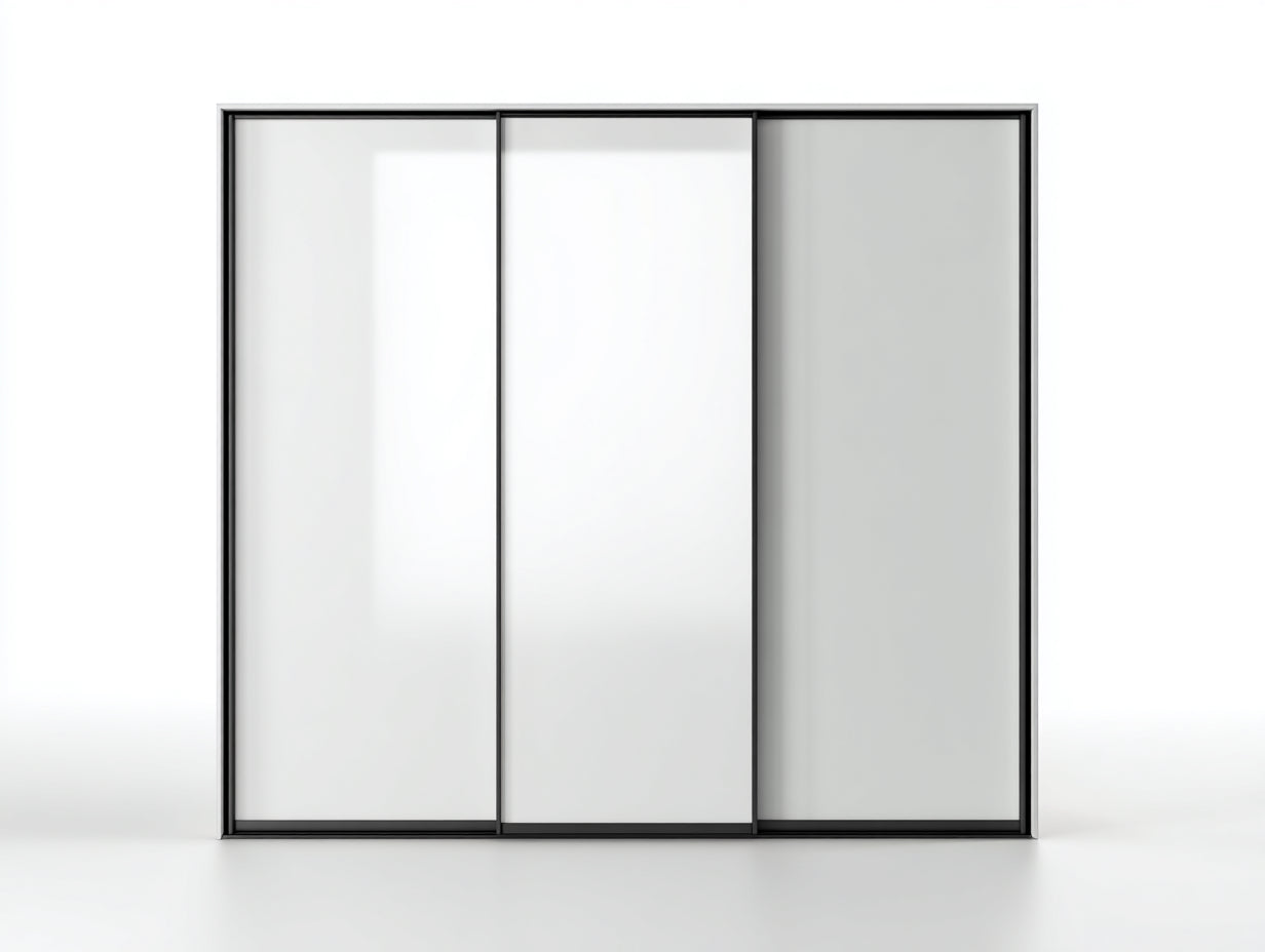 Armarios de madera manufacturada con 3 puertas correderas 240x60x210 cm - blanco gris negro - diseño moderno para dormitorio