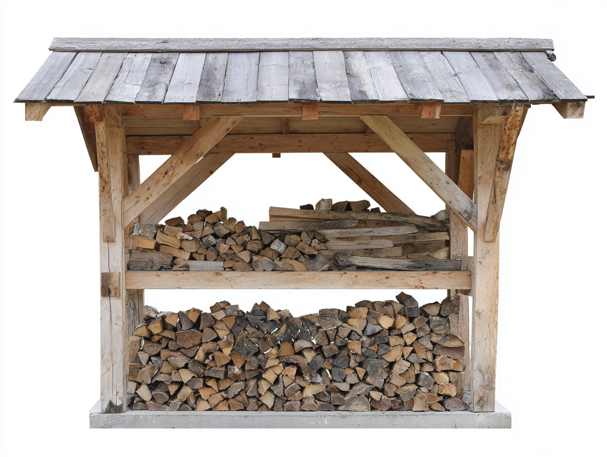 Leñero de jardín de madera 180x70x170 cm - marrón natural y gris - techo inclinado