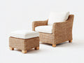 Sillones de ratán con reposapiés 80x82x88 cm - Beige y blanco - Diseño trenzado para descanso