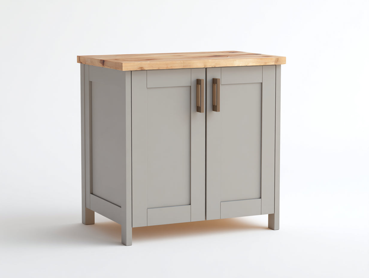 Aparadores de madera manufacturada con 2 puertas 100x45x85 cm - gris madera natural - encimera efecto madera