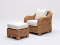 Sillones de ratán con reposapiés 88x86x92 cm - beige natural y blanco roto - diseño envolvente para salón