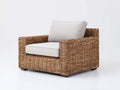 Sillones de ratán individual 92x88x80 cm - crema y marrón natural - brazos anchos