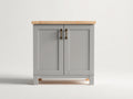 Aparadores de 2 puertas 80x40x88 cm - gris claro y marrón natural - encimera de madera