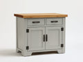 Aparadores de 2 puertas y 2 cajones 100x45x90 cm - gris claro y marrón natural - encimera de madera