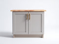 Aparadores de madera 90x40x85 cm - gris claro y madera natural - 2 puertas con tiradores dorados para comedor