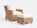 Sillones de ratán natural 88x82x92 cm - natural y blanco crema - diseño con reposapiés para salón