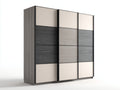 Armarios de tres puertas correderas 240x60x220 cm - Gris oscuro gris claro beige y negro - Diseño moderno con paneles combinados
