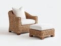 Sillones de ratán con reposapiés 85x85x90 cm - beige natural y blanco roto - diseño curvo para salón