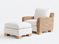 Sillones de ratán con reposapiés 82x78x88 cm - Beige y blanco - Diseño moderno