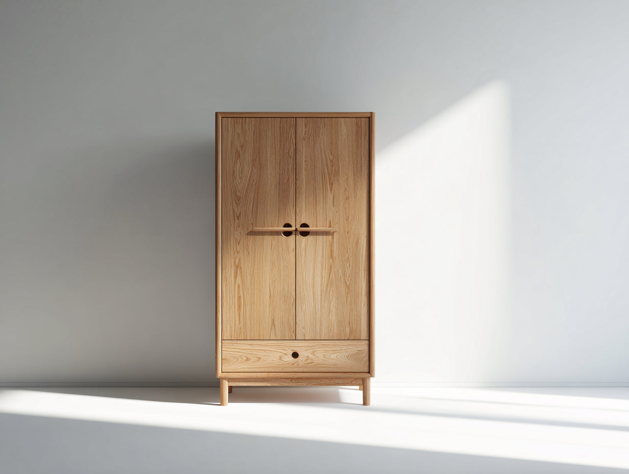 Armarios de madera 90x50x180 cm - roble natural - diseño de 2 puertas y 1 cajón para dormitorio