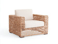 Sillones de ratán individual 88x84x78 cm - crema y marrón natural - trama abierta
